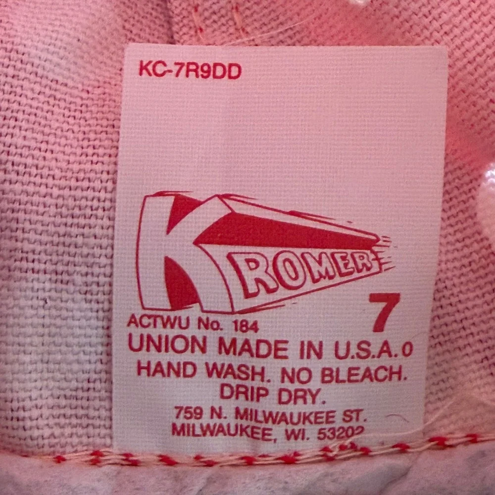 Kromer Welder Cap Red Polka Dot Union Made USA Cotton Work Hat Size 7 KC-7R9DD
